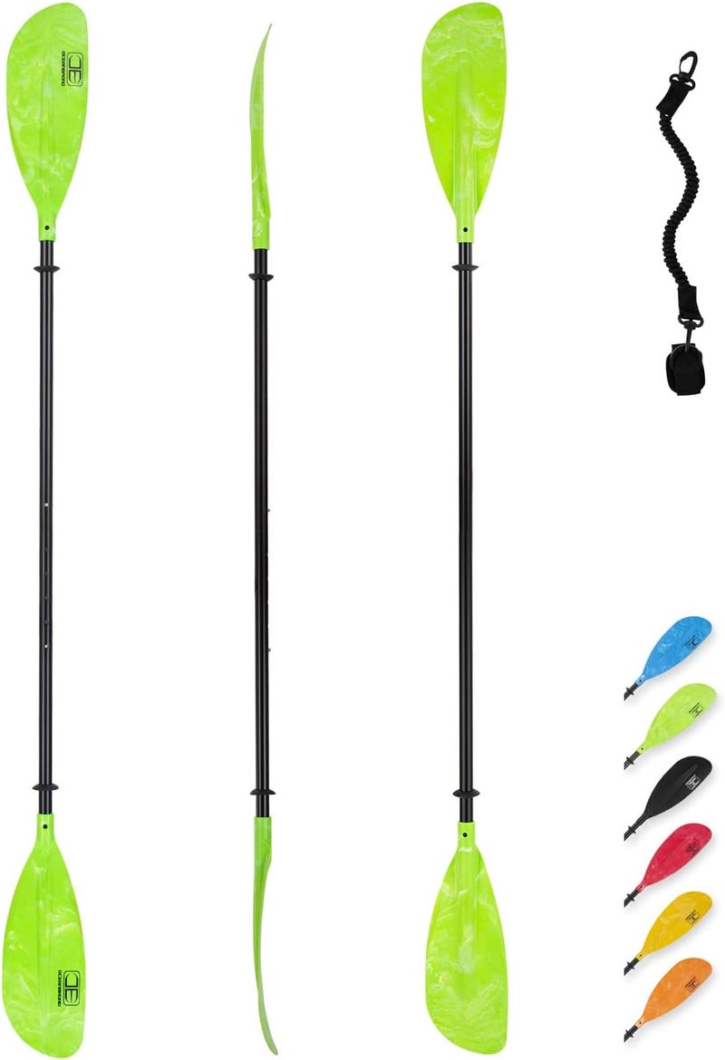 OCEANBROAD Adjustable Kayak Paddle 86in/220cm to 94in/240cm Kayaking Boating Canoeing Oar with Paddle Leash 1 Paddle - Image 1